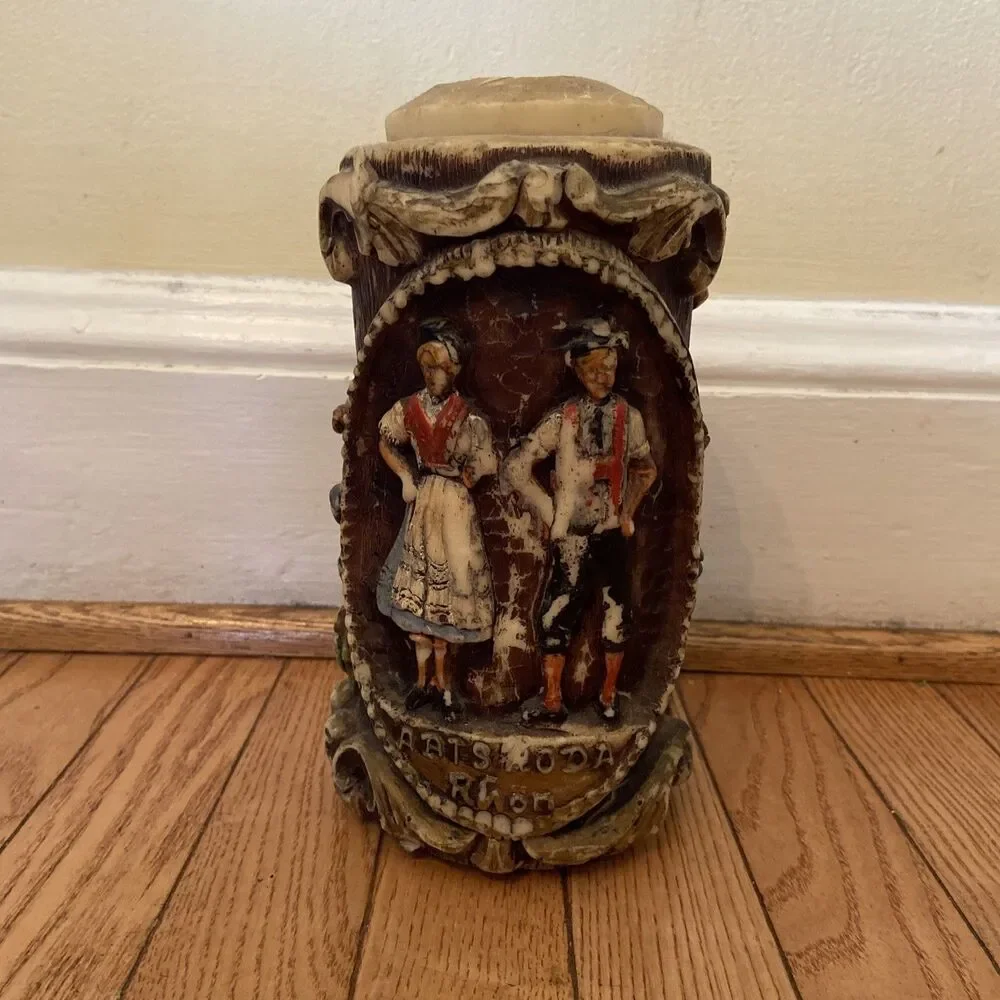 German Candle wax candle VINTAGE Very Rare hand carved made in Germany daisy